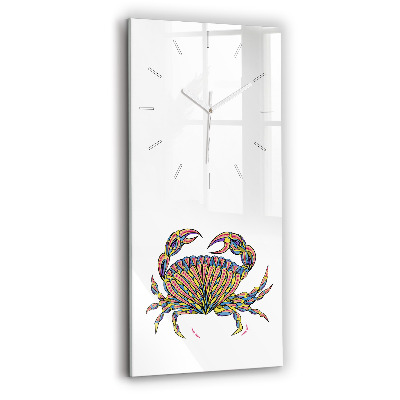 Ceas vertical de perete din sticlă decorativ Crab etnic
