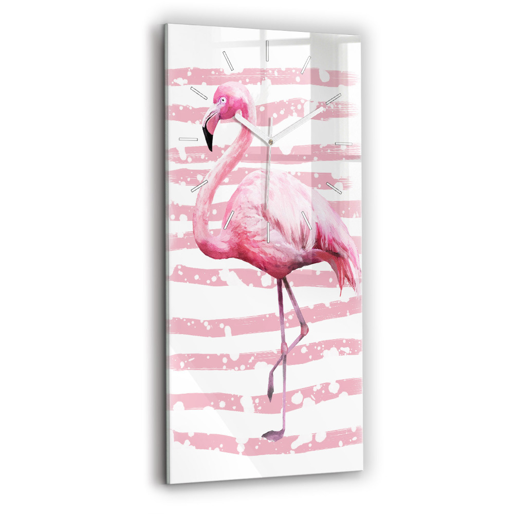 Ceas din sticlă dreptunghiular vertical decorativ Grafică Flamingo