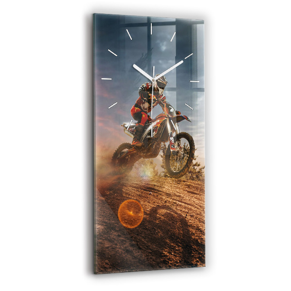 Ceas din sticlă dreptunghiular vertical decorativ Bărbat pe motocicletă