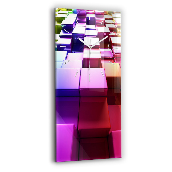Ceas din sticlă dreptunghiular vertical decorativ Cuburi colorate