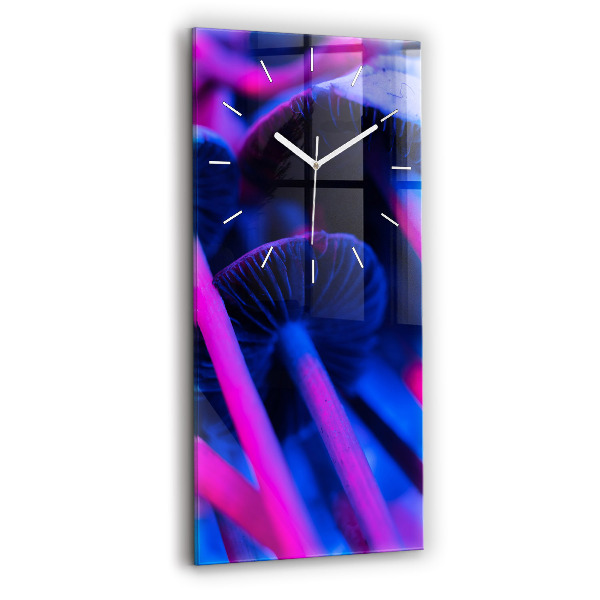 Ceas vertical de perete din sticlă decorativ Ciuperci magice colorate