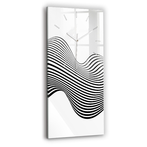 Ceas vertical de perete din sticlă decorativ Artă alb-negru