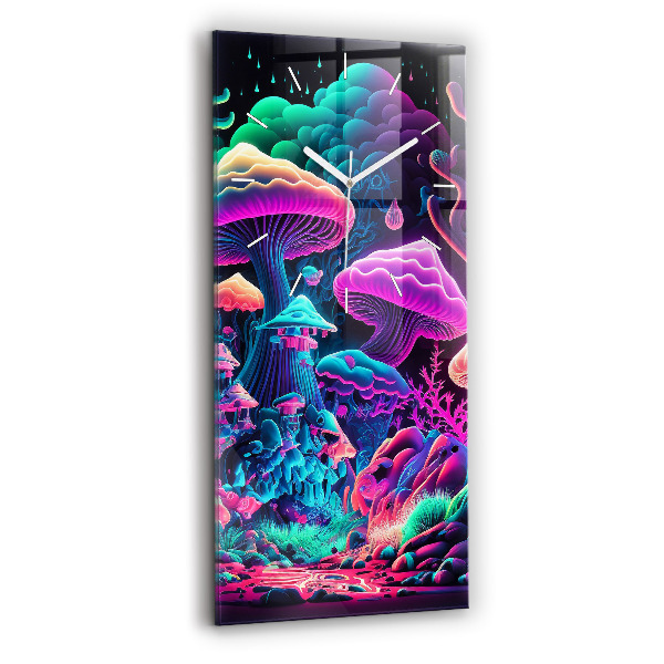 Ceas din sticlă dreptunghiular vertical decorativ Ciuperci neon
