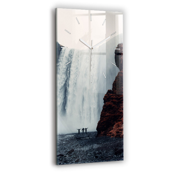 Ceas vertical de perete din sticlă decorativ Peisaj Cascadă Islanda