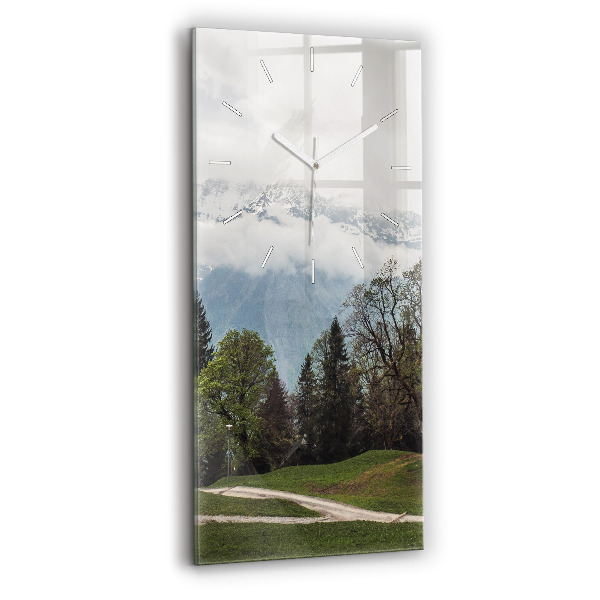 Ceas din sticlă dreptunghiular vertical decorativ Vedere la munte