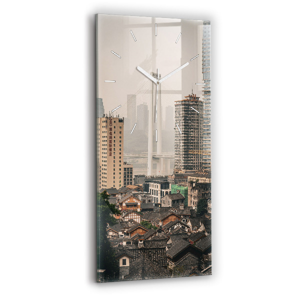 Ceas din sticlă dreptunghiular vertical decorativ Orașul Vechi Chongqing