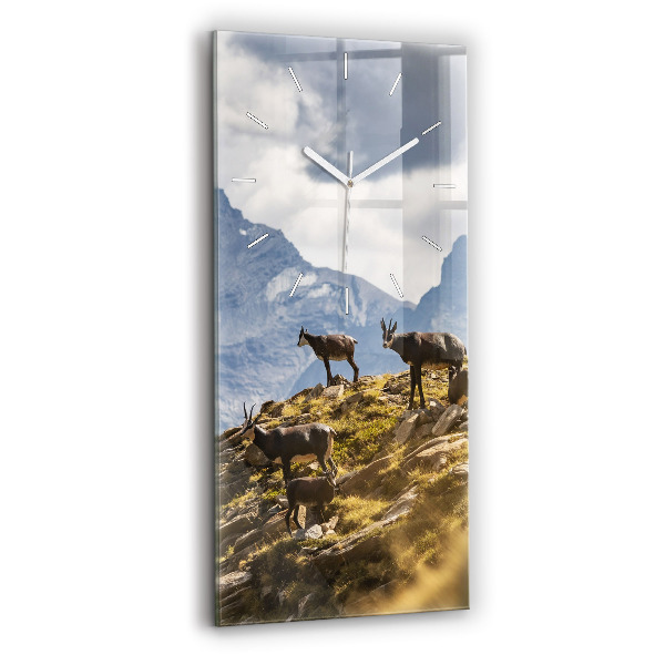 Ceas vertical de perete din sticlă decorativ Capră în Valea Aosta