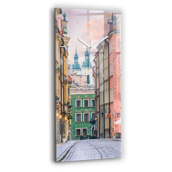 Ceas vertical de perete din sticlă decorativ Orașul Vechi din Varșovia