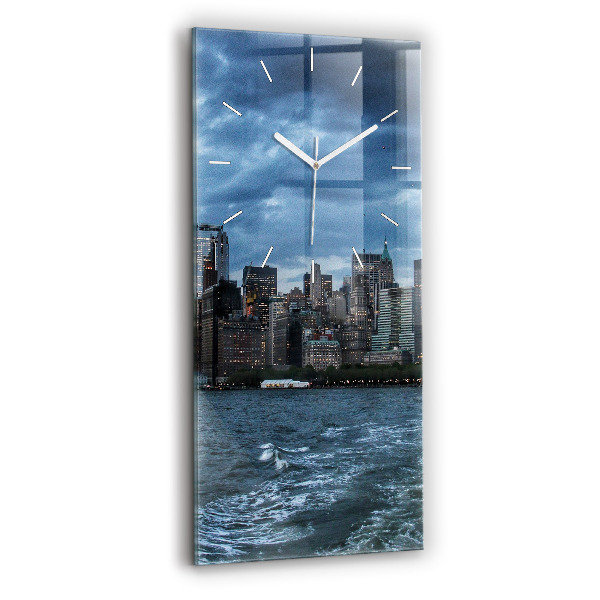 Ceas din sticlă dreptunghiular vertical decorativ Panorama New York-ului