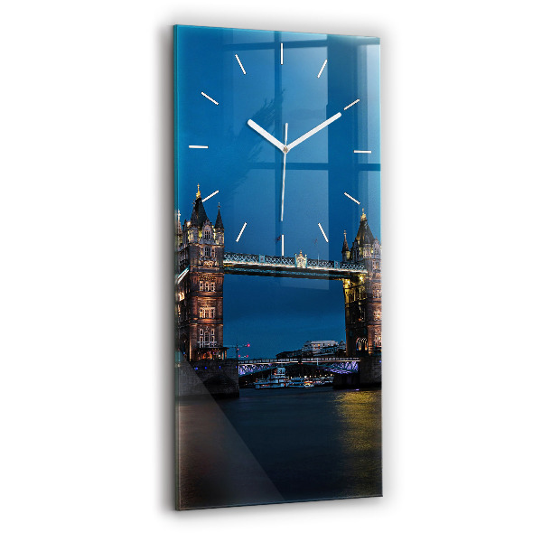 Ceas vertical de perete din sticlă decorativ Tower Bridge Londra noaptea