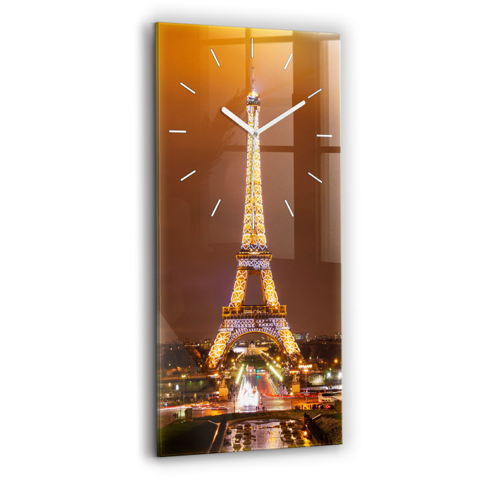 Ceas vertical de perete din sticlă decorativ Turnul Eiffel iluminat