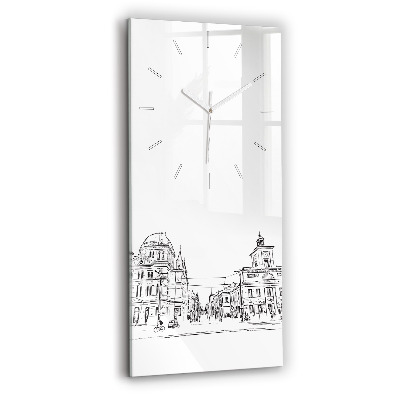Ceas din sticlă dreptunghiular vertical decorativ Ilustrație a orașului Poznań