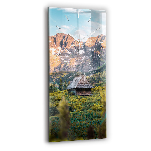 Ceas din sticlă dreptunghiular vertical decorativ Cabană în Munții Tatra