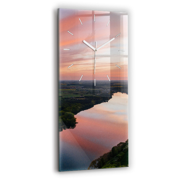 Ceas din sticlă dreptunghiular vertical decorativ Vedere la lac