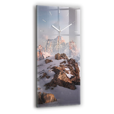 Ceas din sticlă dreptunghiular vertical decorativ Un munte acoperit de zăpadă