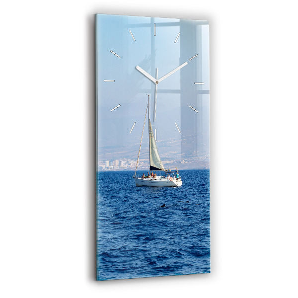 Ceas din sticlă dreptunghiular vertical decorativ Iaht în Tenerife