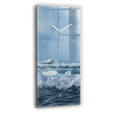 Ceas din sticlă dreptunghiular vertical decorativ Fotografie de valuri marine