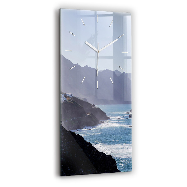 Ceas din sticlă dreptunghiular vertical decorativ Munți lângă ocean