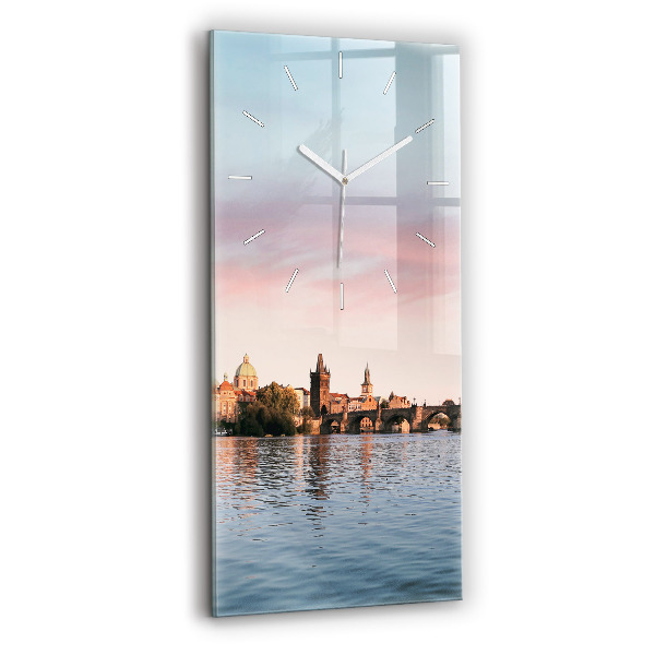 Ceas din sticlă dreptunghiular vertical decorativ Podul Carol din Praga
