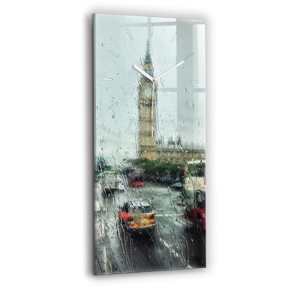 Ceas din sticlă dreptunghiular vertical decorativ Londra ploioasă