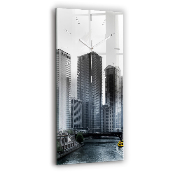 Ceas vertical de perete din sticlă decorativ Panorama orașului