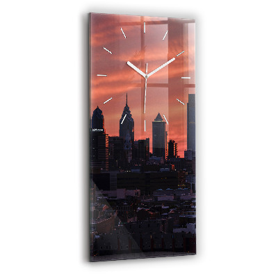 Ceas din sticlă dreptunghiular vertical decorativ Orizontul orașului Philadelphia