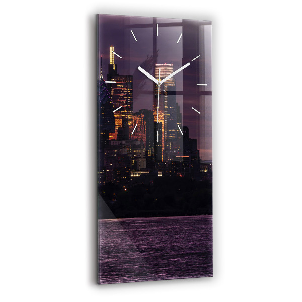 Ceas vertical de perete din sticlă decorativ Orizontul orașului Philadelphia