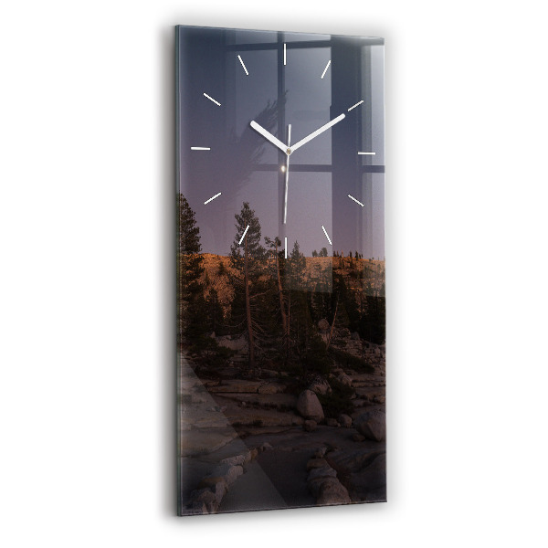 Ceas vertical de perete din sticlă decorativ Drumul stâncos din Yosemite