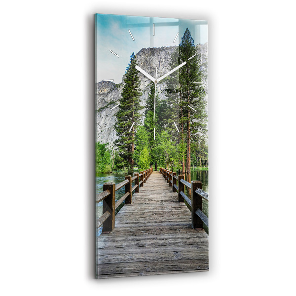 Ceas vertical de perete din sticlă decorativ Podul de lemn din Yosemite
