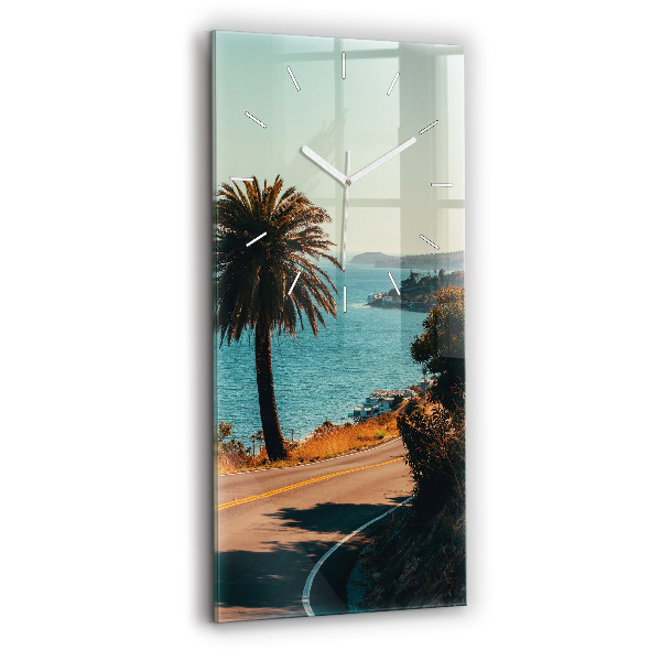 Ceas vertical de perete din sticlă decorativ Palmieri în Malibu