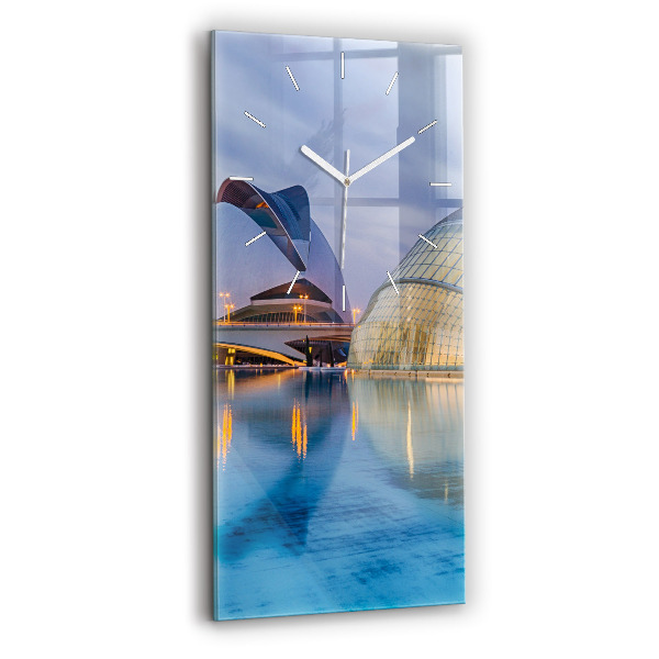 Ceas din sticlă dreptunghiular vertical decorativ Apus de soare în oraș