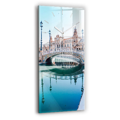 Ceas vertical de perete din sticlă decorativ Plaza de España din Sevilla