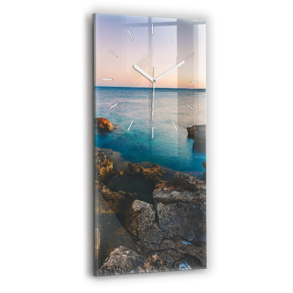 Ceas vertical de perete din sticlă decorativ Peisaj marin
