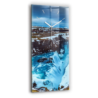 Ceas din sticlă dreptunghiular vertical decorativ Cascada Gullfoss din Islanda