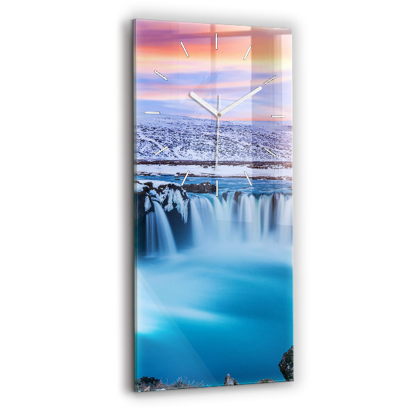 Ceas din sticlă dreptunghiular vertical decorativ Cascada Godafoss Islanda