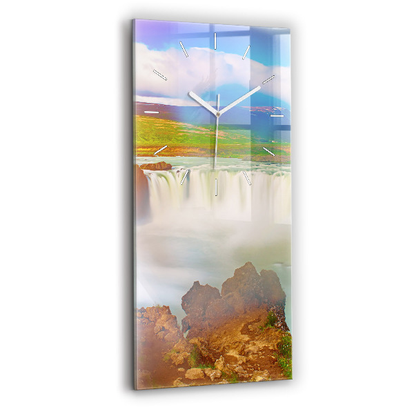 Ceas vertical de perete din sticlă decorativ Godafoss în Islanda
