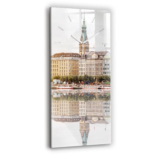Ceas din sticlă dreptunghiular vertical decorativ Râul Hamburg, Germania