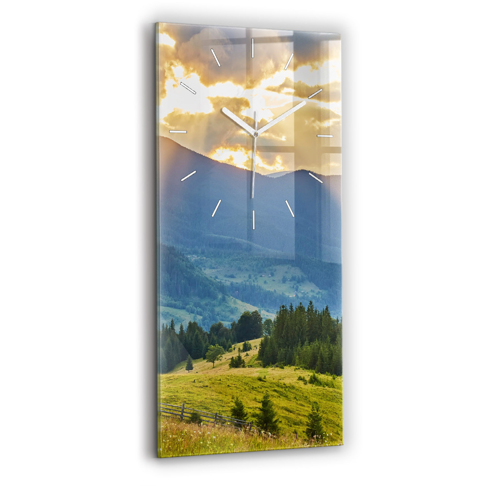 Ceas din sticlă dreptunghiular vertical decorativ Peisaj cu păduri