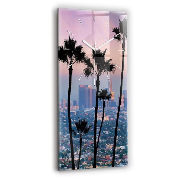 Ceas vertical de perete din sticlă decorativ Apus de soare din Los Angeles