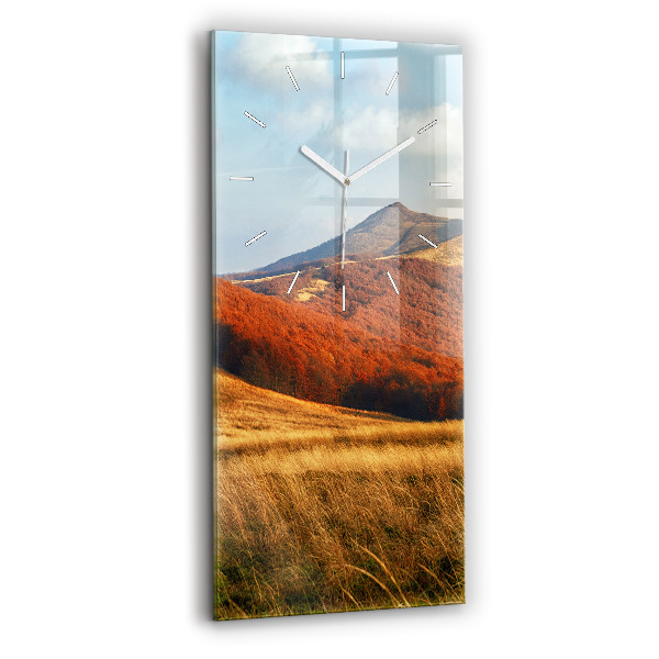 Ceas vertical de perete din sticlă decorativ Peisaj montan