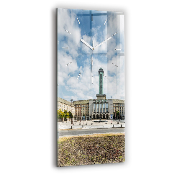 Ceas vertical de perete din sticlă decorativ Panoramă a orașului Ostrava