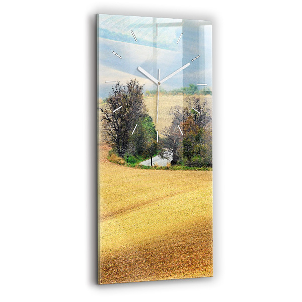 Ceas din sticlă dreptunghiular vertical decorativ Peisajul rural din Moravia