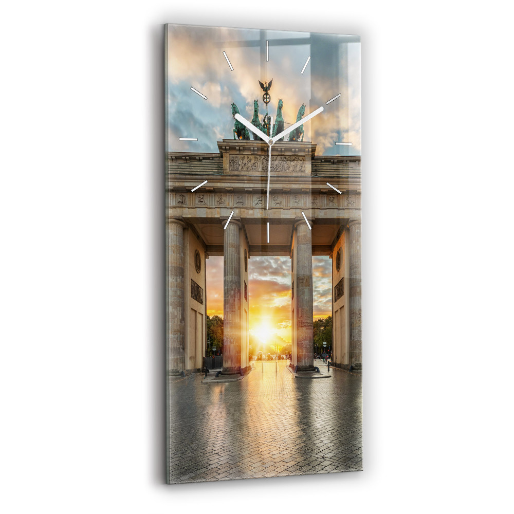 Ceas vertical de perete din sticlă decorativ Poarta Brandenburg din Berlin
