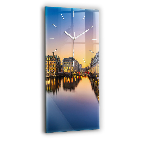 Ceas din sticlă dreptunghiular vertical decorativ Primăria orașului Hamburg