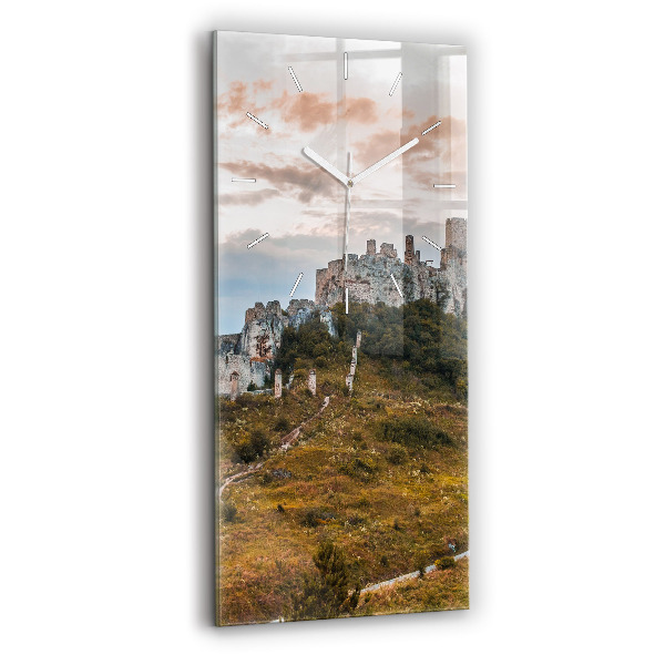 Ceas vertical de perete din sticlă decorativ Castelul Spiš din Slovacia