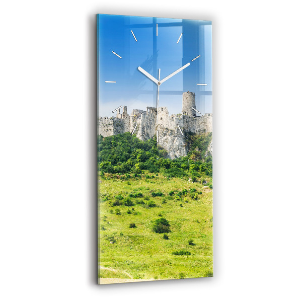 Ceas vertical de perete din sticlă decorativ Castelul Spiš din Slovacia