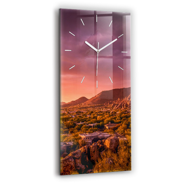 Ceas din sticlă dreptunghiular vertical decorativ Apus de soare în nordul Scottsdale