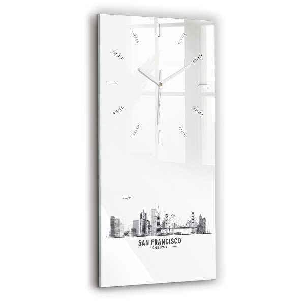 Ceas din sticlă dreptunghiular vertical decorativ San Francisco Skyline