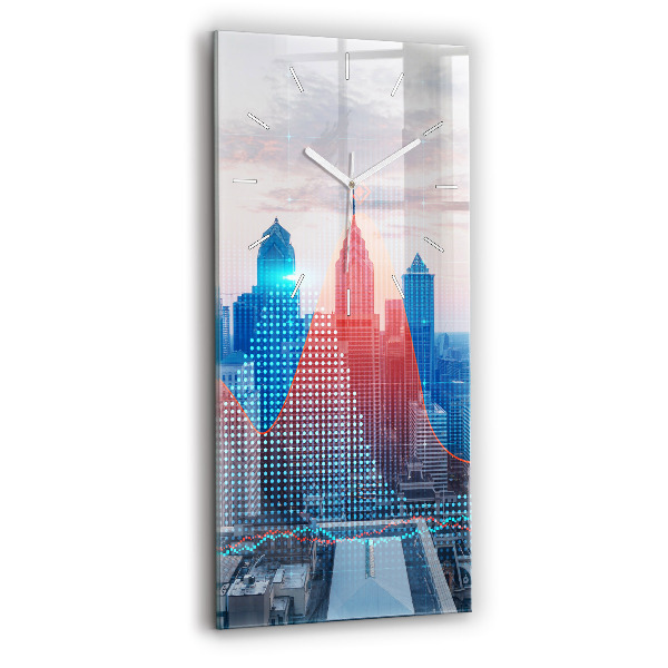 Ceas vertical de perete din sticlă decorativ Zgârie-nori din Philadelphia