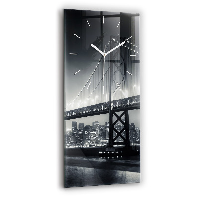 Ceas din sticlă dreptunghiular vertical decorativ Podul San Francisco noaptea